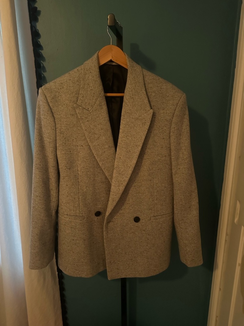 Zara Light Gray Double-Breasted Men's Blazer